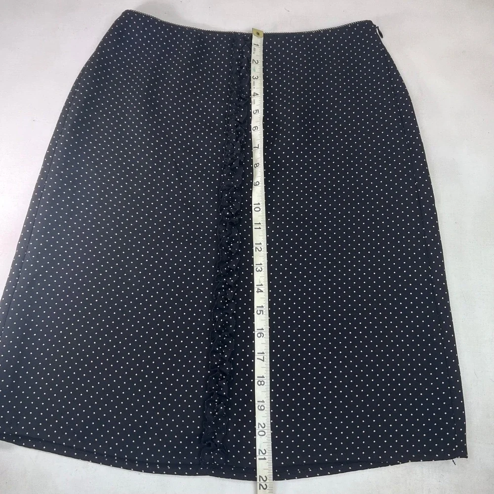 Ann Taylor LOFT Polka Dot Skirt Ruffle Trim Black White Size‎ 4 Career Classic